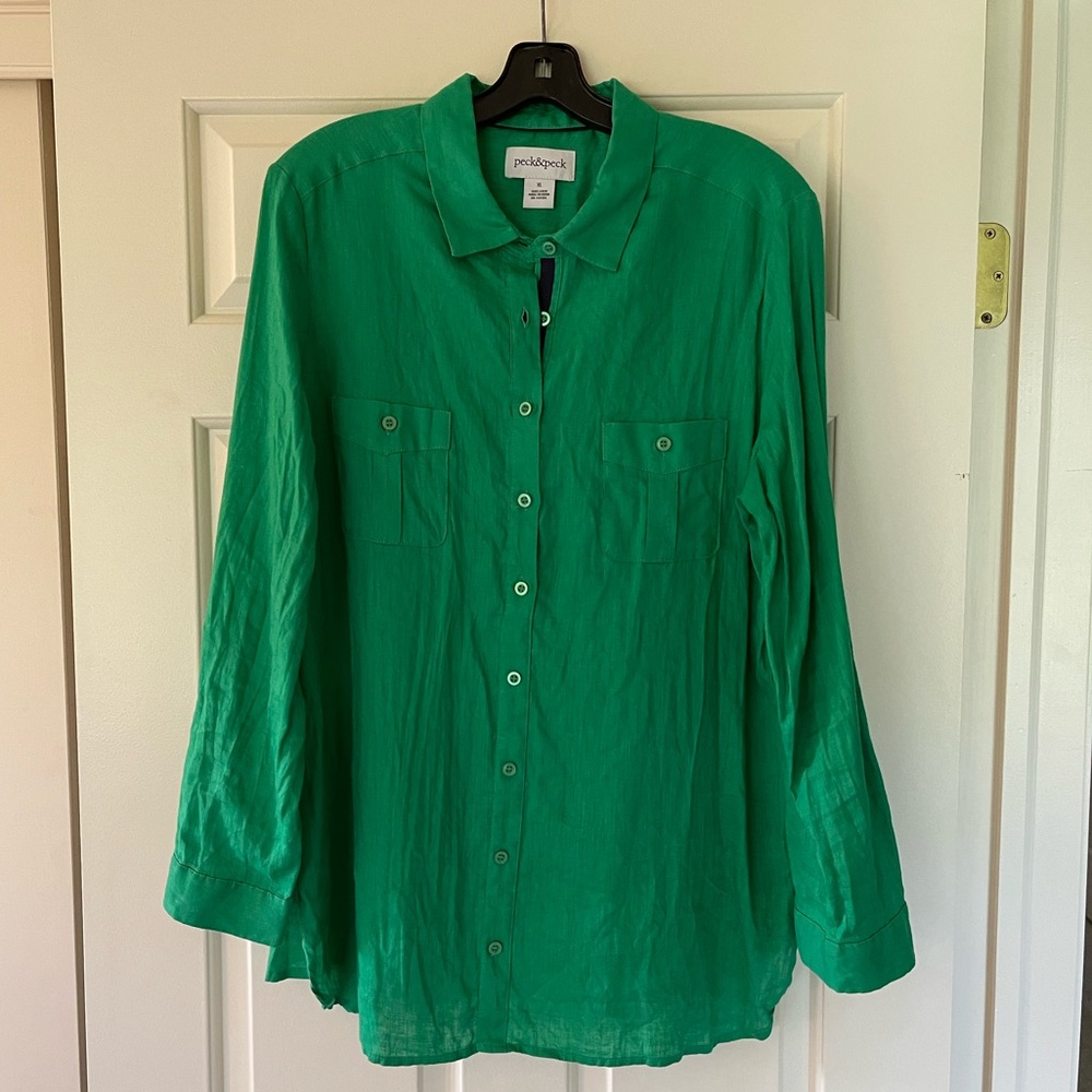Peck&Peck Green Button Down, Size XL